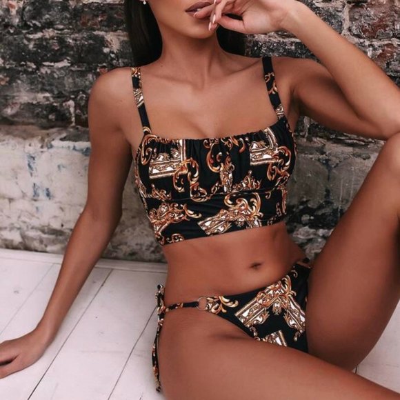 Other - Bikini Set Random Print Tie Side Medium New!